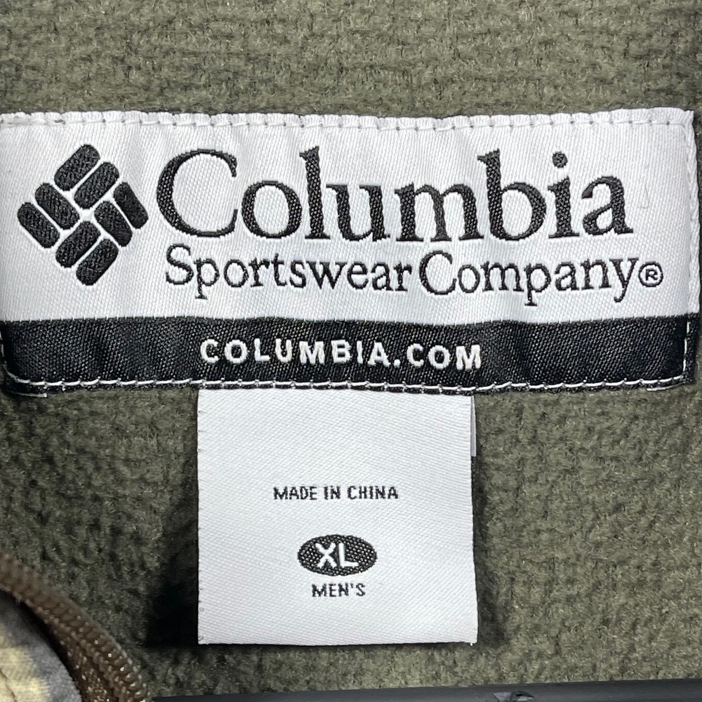Columbia Fleece Pullover Mens XL Green DH Marsh Camo Quarter Zip - Picture 7 of 9